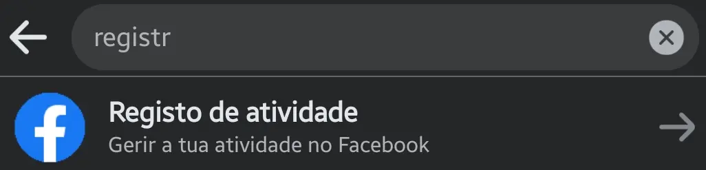 Registro de atividades do Facebook