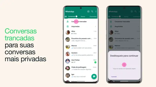 Whatsapp tem serviço de chat trancado a mais de um ano.